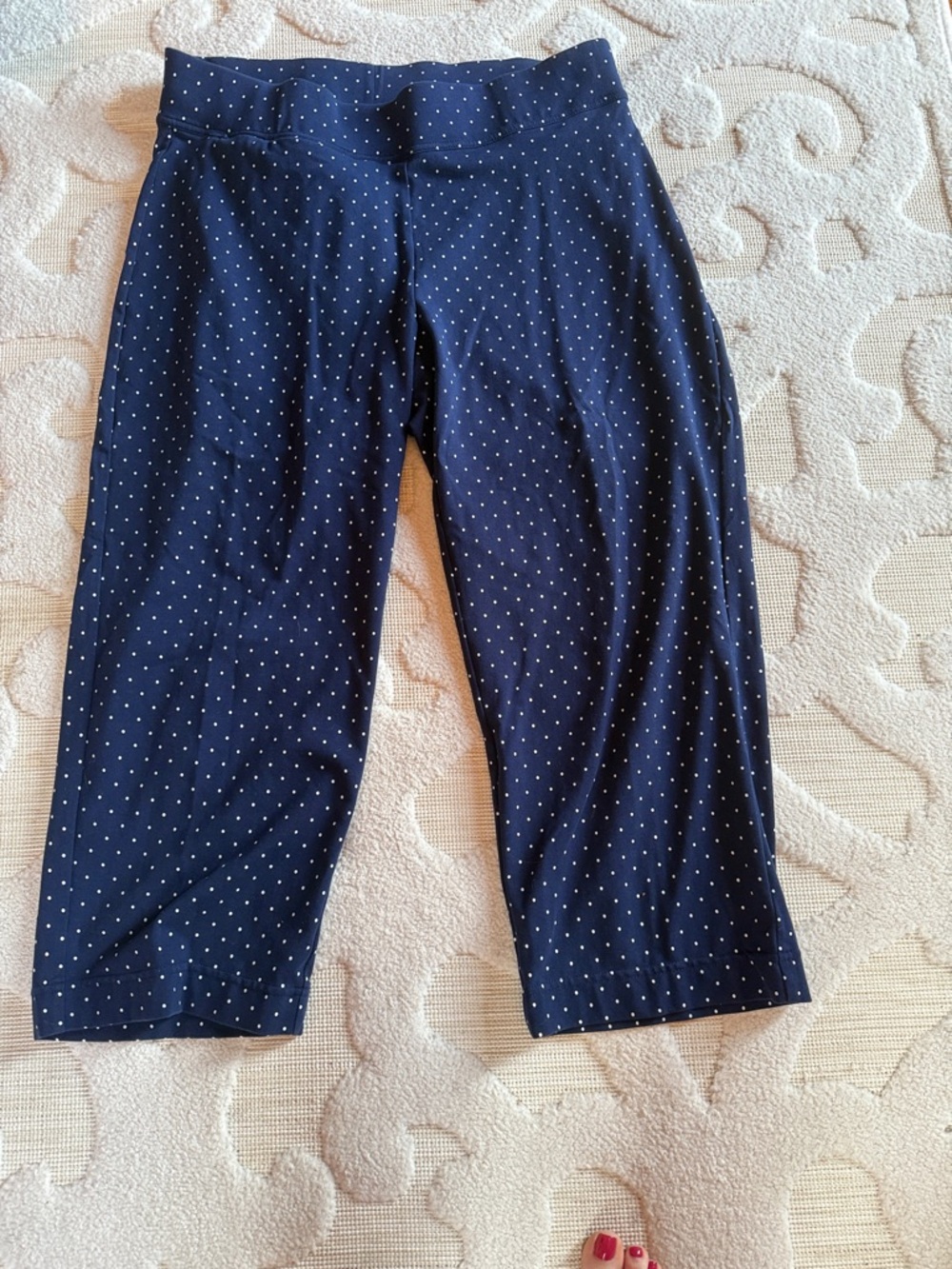 Navy Polka Dot Capri Pants